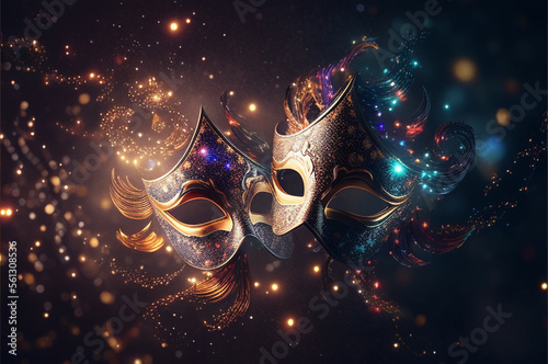 Fondo Máscaras de Carnaval Brasil Italia - Mask Carnival Background Brazil Italy Celebration - Generative AI