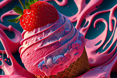 strawberry icecream closeup