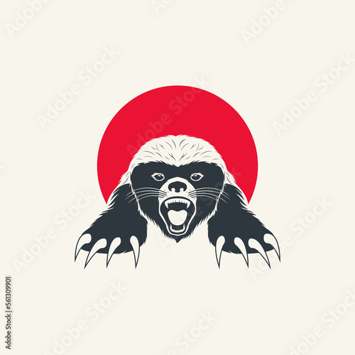 Fototapet angry honey badger vector logo