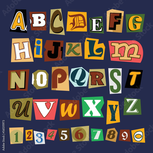 Paper style ransom note letter collection