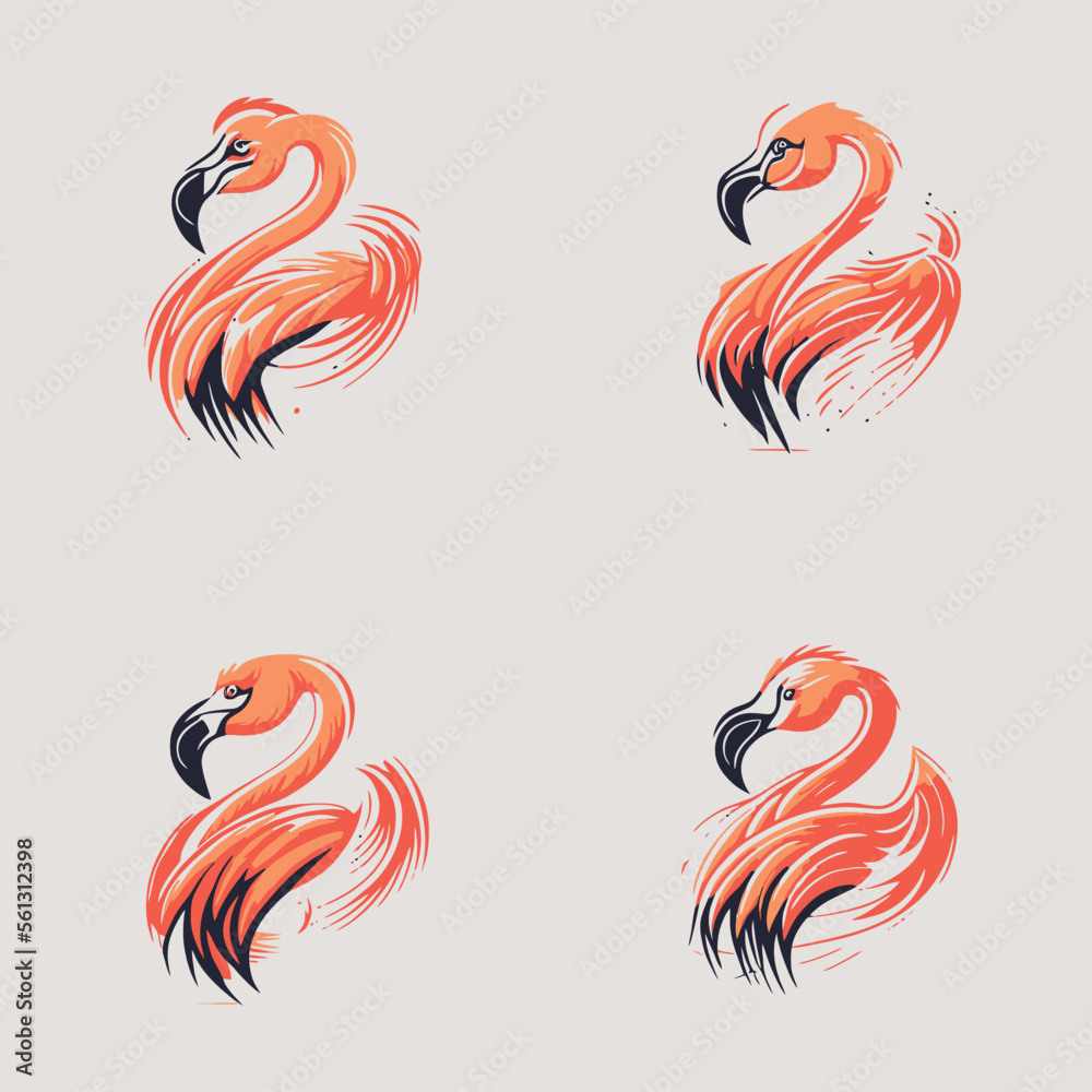 Obraz premium vector flat flamingos collection in a different style drawing