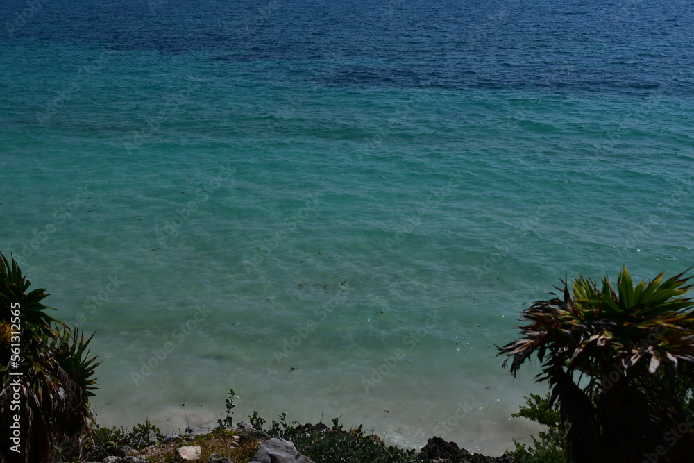 the Caribbean sea seen from the Tulum fortress 10
