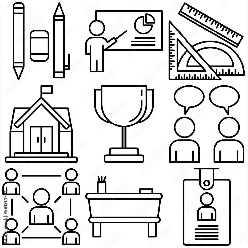School icon outline style part three School icon outline style part three