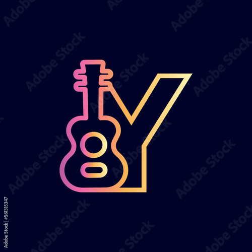 guitar music logo design brand letter y