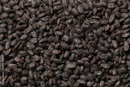 Chinese salted black beans close up full frame as background photo