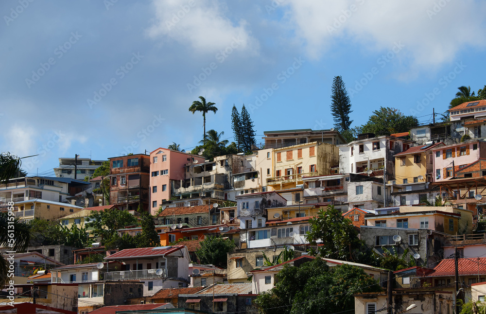Obraz premium View over the colorful Caribbean houses of Fort de France, Martinique
