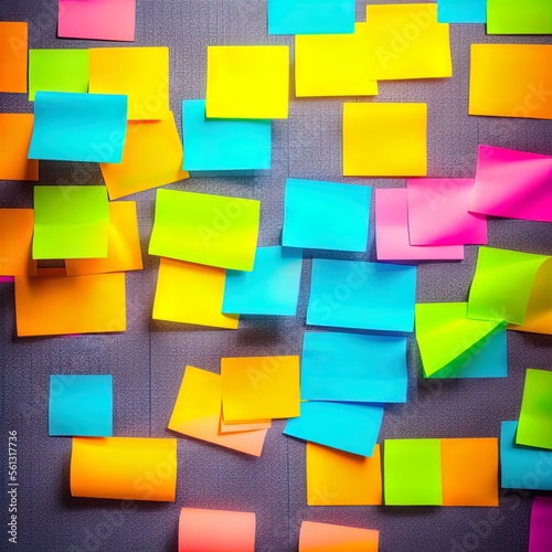 Sticky notes on a wall. 