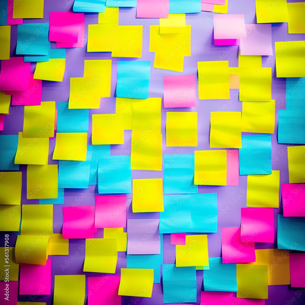 Sticky notes on a wall. Sticky notes on a wall.