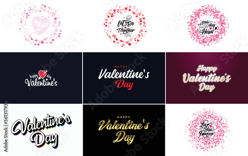 Happy Valentine s Day hand lettering calligraphy text and heart. isolated on white background vector illustration