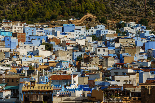 Morocco. Chefchaouen. The colored houses of the village