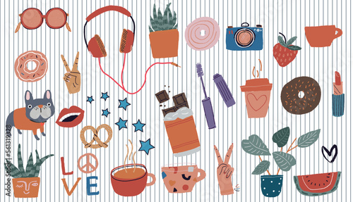 Hand drawn decorative vintage design elements doodle