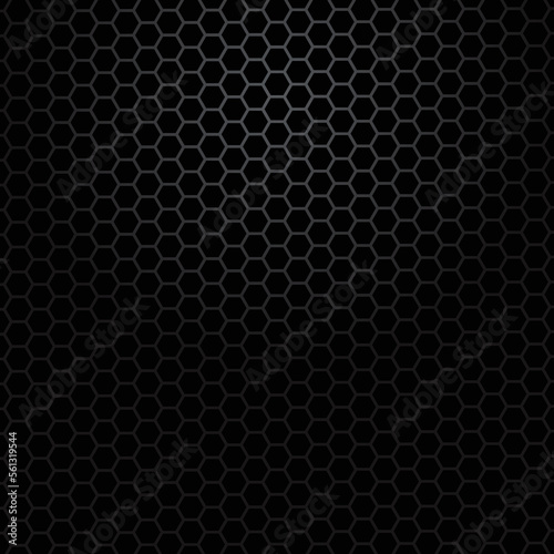 Black metal texture steel background. Hexagon abstract background vector design.