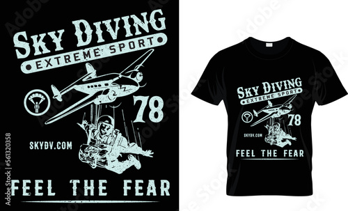 Sky diving t-shirt design .Colorful and fashionable t-shirt design for man and women.