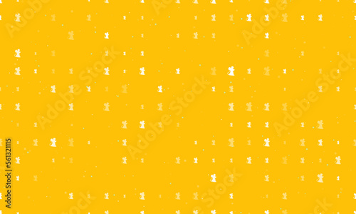 Seamless background pattern of evenly spaced white mouse symbols of different sizes and opacity. Vector illustration on amber background with stars