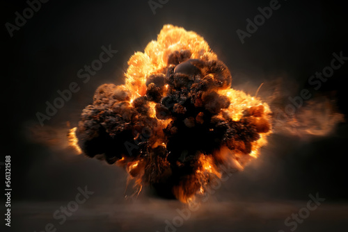 Explosion of octogen hydrogen gas bomb mattepainting speedpainting illustration for FX and special effects photo