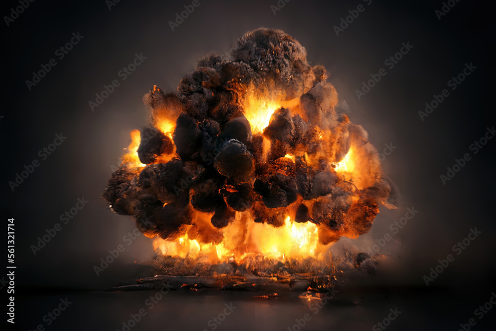 Explosion of octogen hydrogen gas bomb mattepainting speedpainting