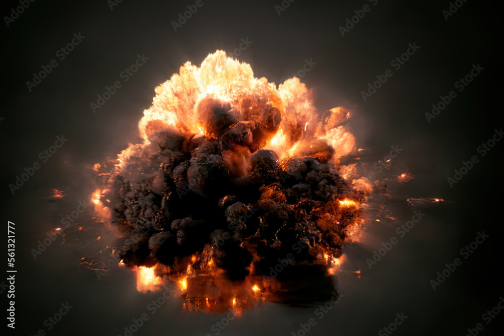 Explosion of octogen hydrogen gas bomb mattepainting speedpainting
