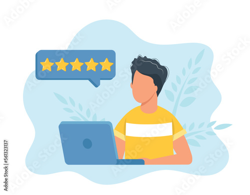 Customer satisfaction. Feedback. Rating on customer service illustration. Website rating feedback and review concept. Flat vector illustration