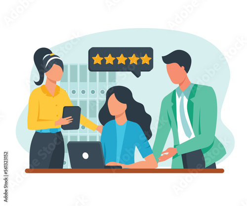 Customer satisfaction. Feedback. Rating on customer service illustration. Website rating feedback and review concept. Flat vector illustration