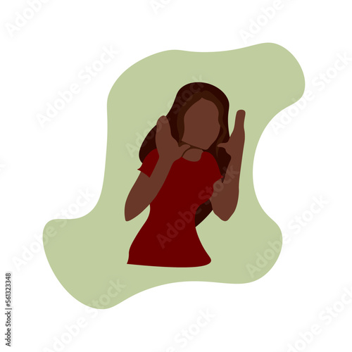 A girl with her hands apart in her face