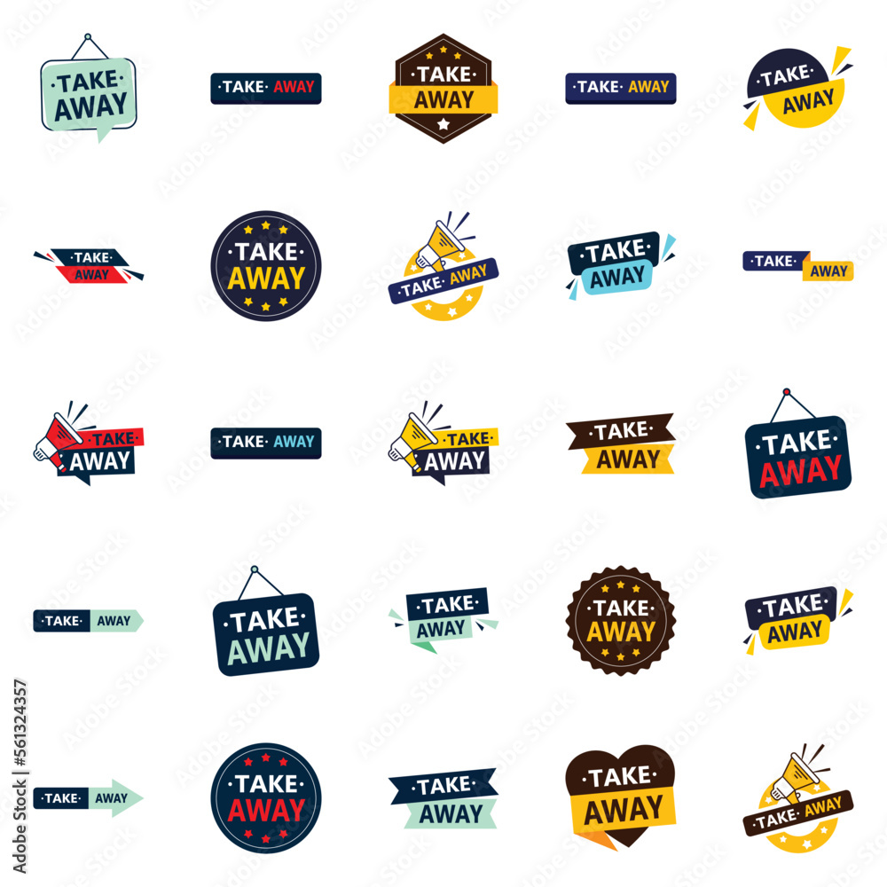 25 Stunning Vector Designs in the Take Away Bundle Perfect for Take Away Promotions