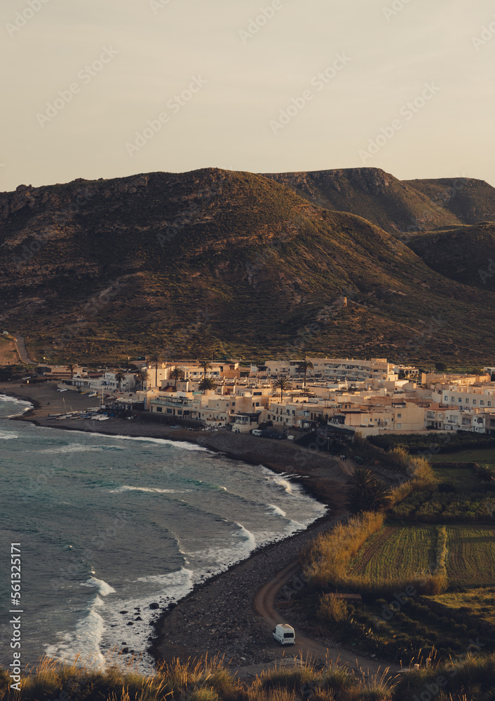 Fototapeta premium Sunset in a seaside village