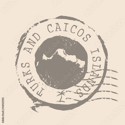 Turks and Caicos Islands Stamp Postal. Map Silhouette rubber Seal.  Design Retro Travel. Seal of Map Turks and Caicos Islands grunge  for your web site design, app, UI.  EPS10.