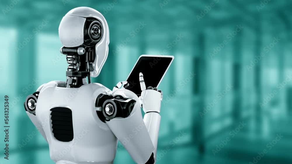 Robot hominoid using tablet computer for big data analytic using AI ...