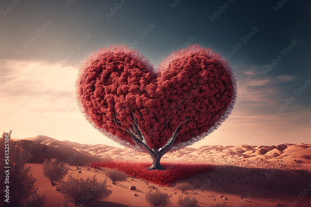 Fototapeta premium Tree in the shape of heart, valentines day background