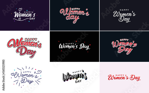 Pink Happy Women s Day typographical design elements international women s day icon and symbol suitable for use in minimalistic designs for international women s day concepts  vector illustration