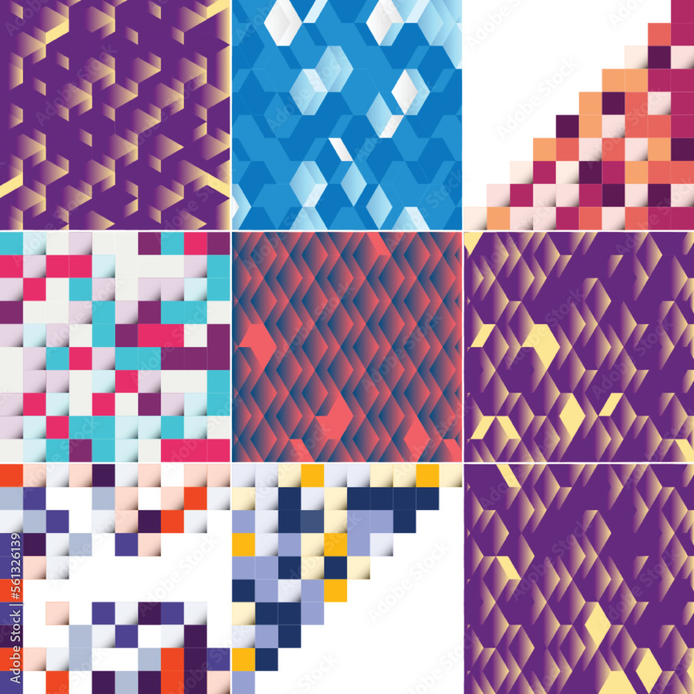 Seamless pattern of colorful blocks with a shadow effect EPS10 vector format