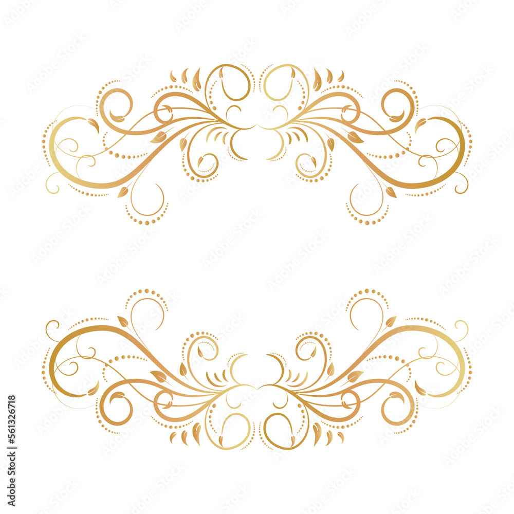 Luxury gold frame, exquisite background. Victorian style. Calligraphic brush, royal lines. For your holiday invitations, cards, greetings. Creates a special mood.