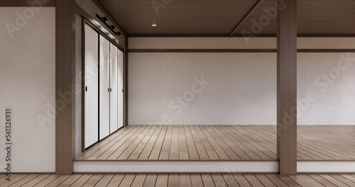 Muji style, Empty wooden room,Cleaning japandi room interior,