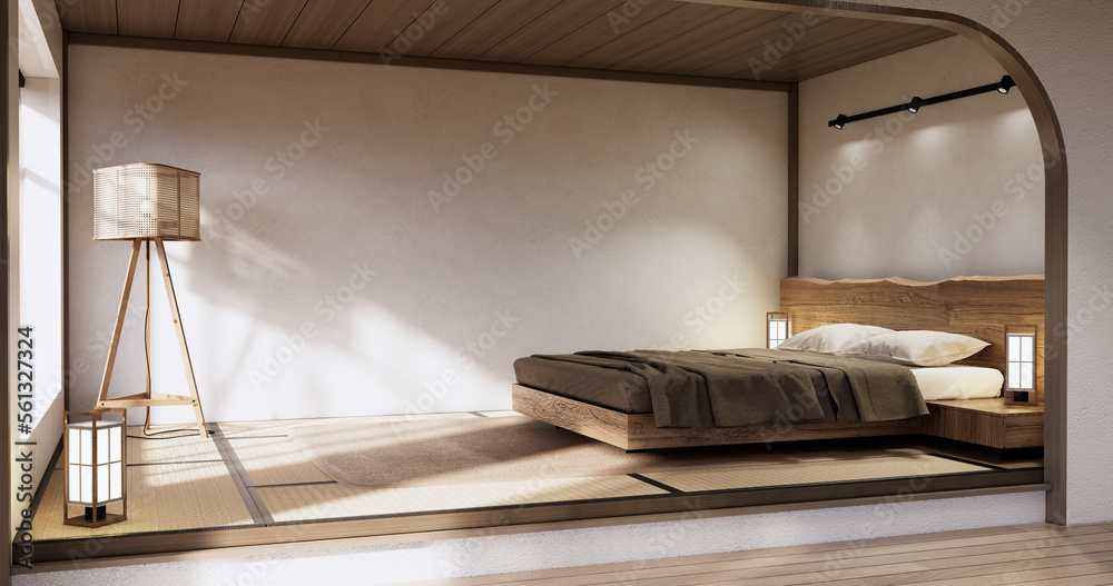 Obraz premium Minimalist wabi sabi interior mock up design, room muji sytle