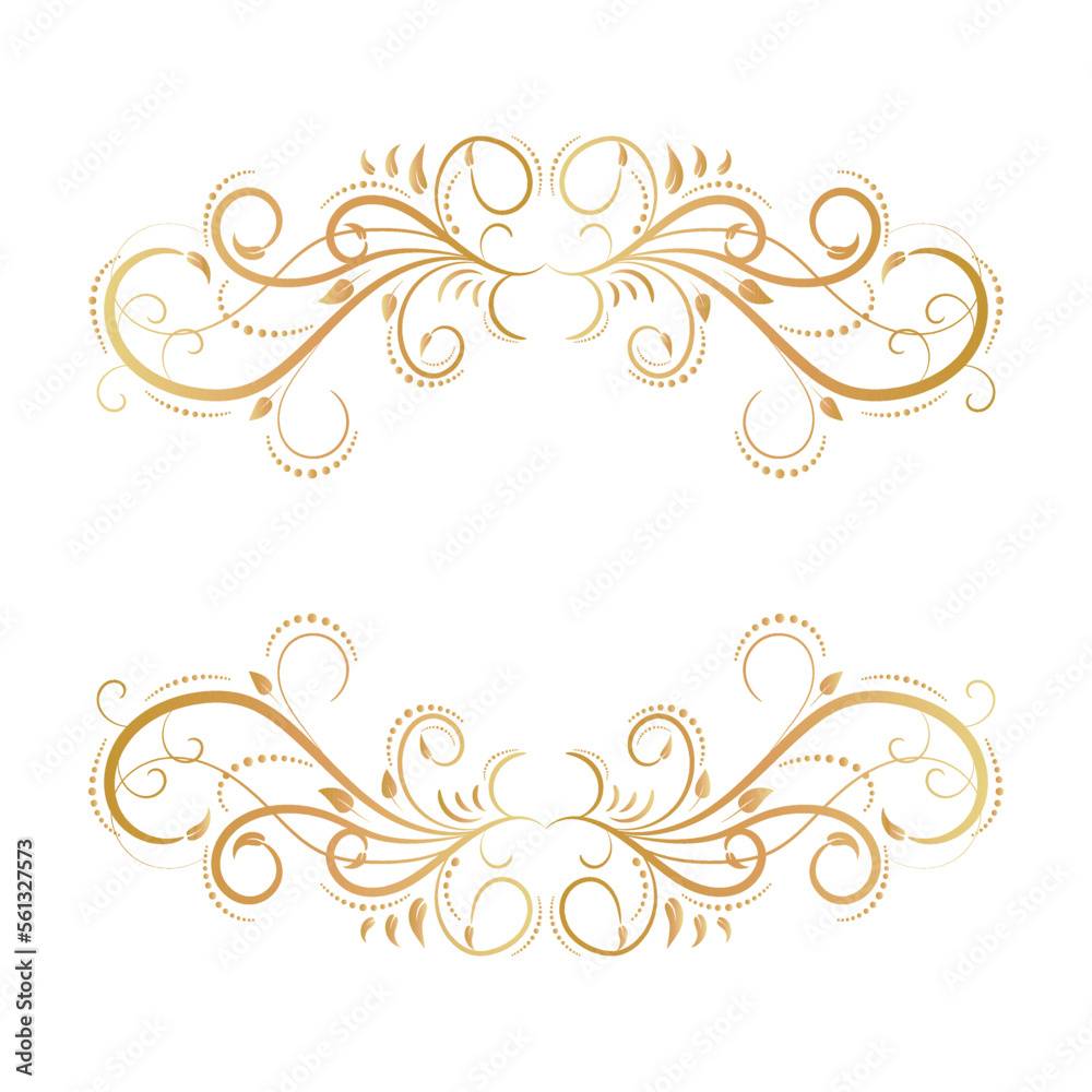 Luxury gold frame, exquisite background. Victorian style. Calligraphic brush, royal lines. For your holiday invitations, cards, greetings. Creates a special mood.