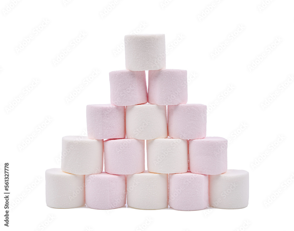 Heap of marshmallows isolated on white background. Heap of marshmallows isolated on white background.