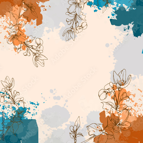 square scarf design template with abstract floral pattern design
