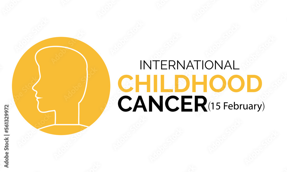 International Childhood Cancer day February 15.Child silhouettes in paper cut style with shadow.