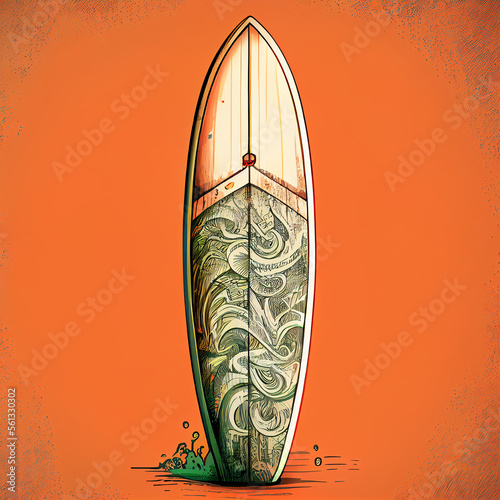 Illustration of a surfboard