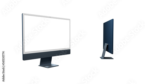 Foto Workspace blank screen desktop computer, Mockup computer modern