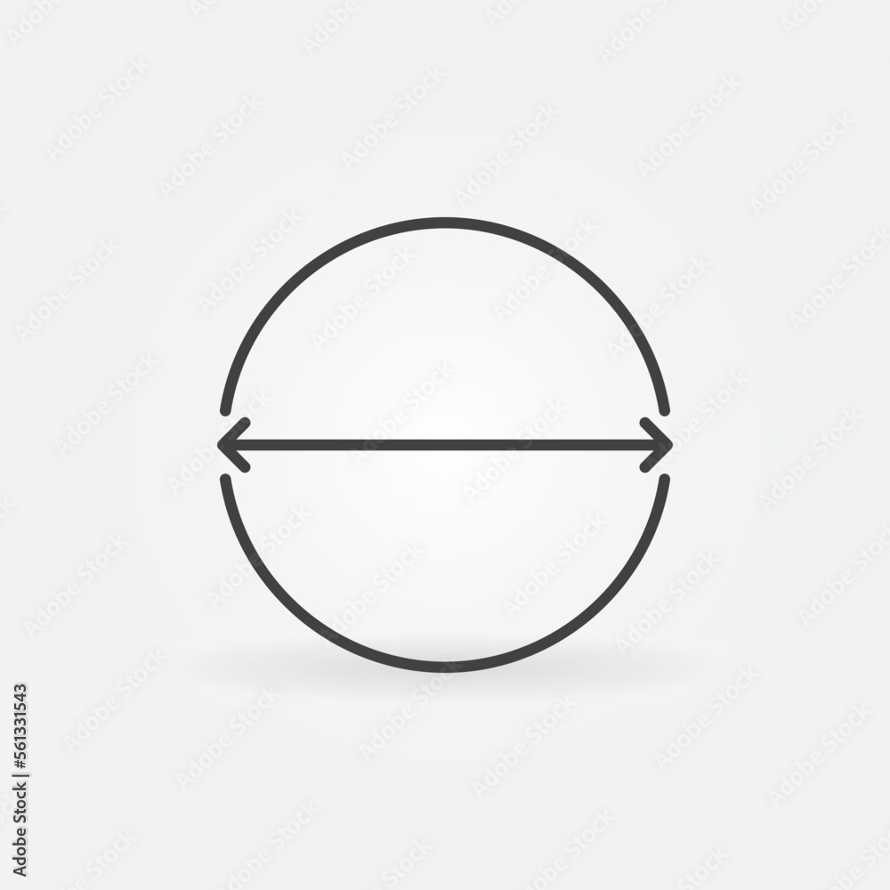 Diameter vector concept icon or sign in thin line style Diameter vector concept icon or sign in thin line style