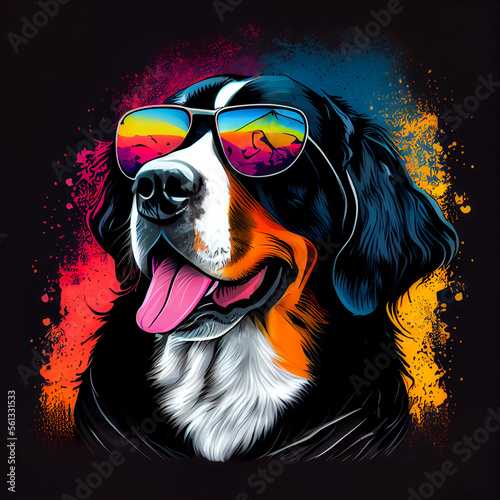 Swissy dog with sunglasses - By Generative AI
