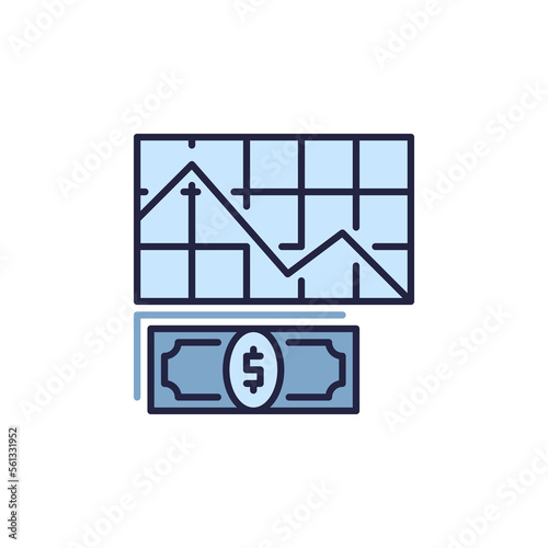Dollar Inflation and Financial Crisis vector concept colored icon