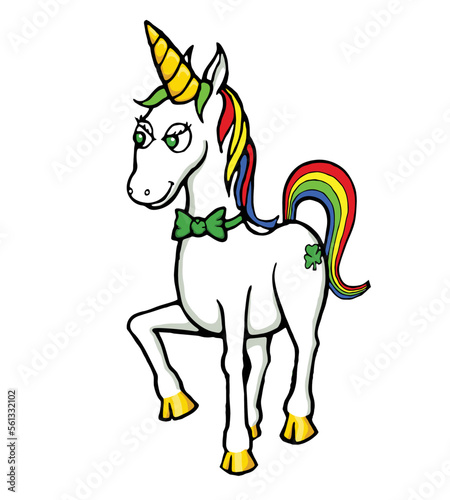 cartoon unicorn with rainbow mane of hai