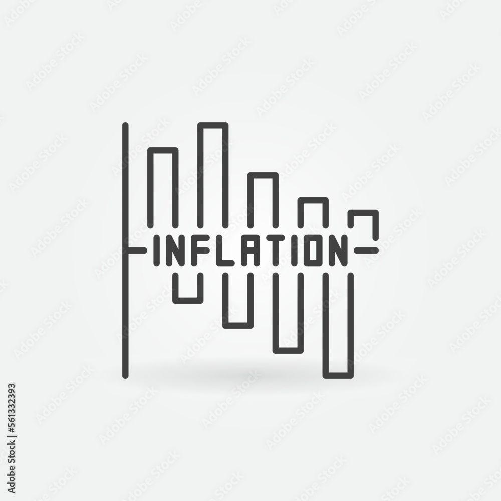 Falling Chart vector thin line Inflation concept icon or sign Falling Chart vector thin line Inflation concept icon or sign