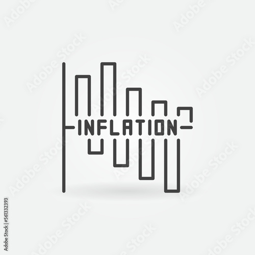 Falling Chart vector thin line Inflation concept icon or sign