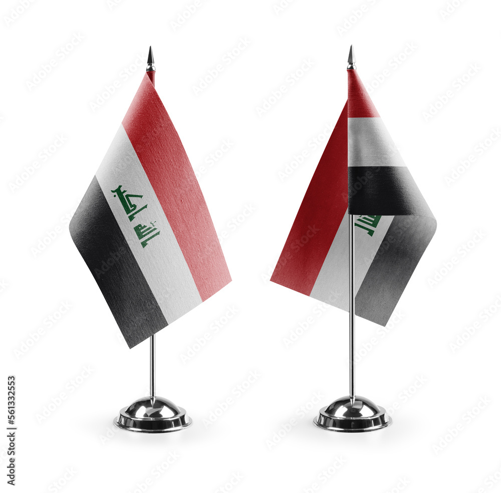 Small national flags of the Iraq on a white background Small national flags of the Iraq on a white background