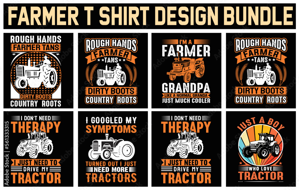Farmer T-shirt design Bundle. Farmer T-shirt design Bundle.