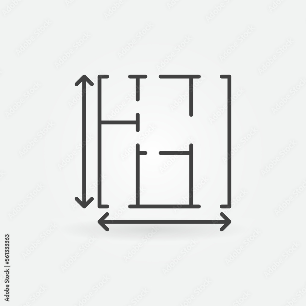 Floor Plan Measurements vector thin line concept icon or sign Floor Plan Measurements vector thin line concept icon or sign