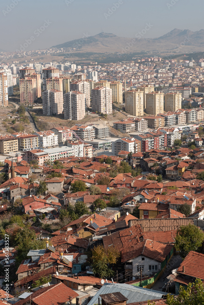 Modern property being construction alongside derelict traditional housing in Ankara, the Turkish capital. .....